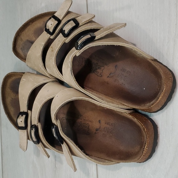 Birkenstock Birkis Women Leather Taupe Sandals shoes sz 37/6 - Picture 8 of 12